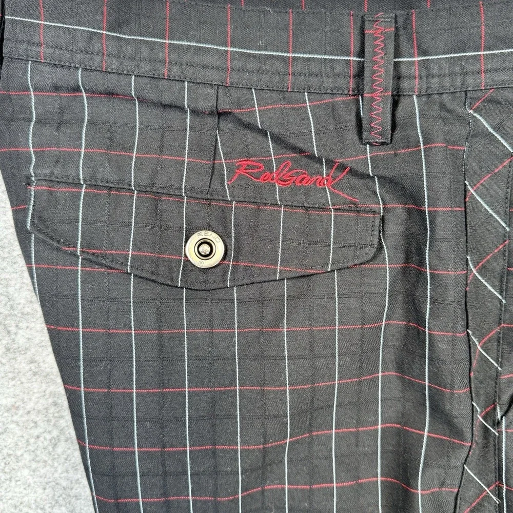 Redsand Mens 36 Black Plaid Cargo Shorts Ripstop Boardshorts Hybrid Y2K Surf